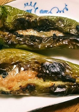 万願寺の甘味噌・胡麻・ｲｶ味天かす詰め-レシピのメイン写真