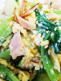 卵とチンゲン菜とベーコンのゴマ油炒め☆-レシピのメイン写真