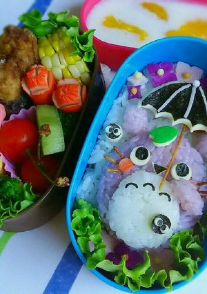 キャラ弁♡梅雨のトトロ弁当-レシピのメイン写真