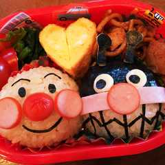 アンパンマン♡バイキンマン仲良しキャラ弁-レシピのメイン写真
