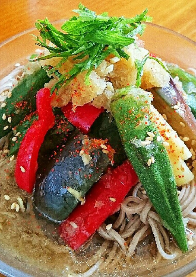 ビタミンたっぷり野菜の揚げ浸し冷やし蕎麦-レシピのメイン写真