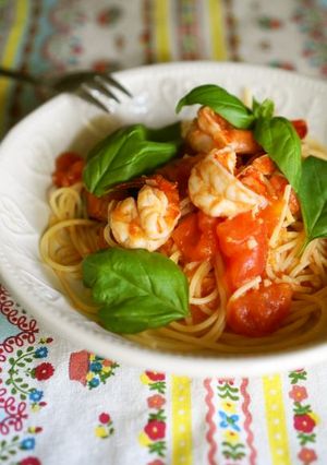 海老とトマトのアジア風パスタ-レシピのメイン写真