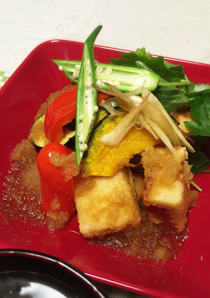 いろいろ野菜と高野豆腐の揚げ出し-レシピのメイン写真