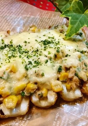 簡単★子供喜ぶ【ツナコーン竹輪ピザ】♪-レシピのメイン写真