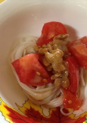 超簡単味変。トマト&納豆そうめん-レシピのメイン写真
