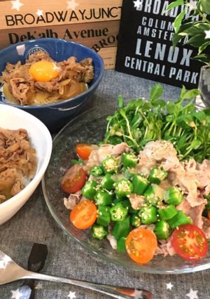 栄養満点♡豆苗と星型オクラ冷しゃぶサラダ-レシピのメイン写真