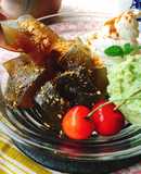 パフェ風低糖ほうじ茶わらび餅とずんだあん