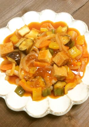 夏野菜☆ケチャップあんかけで厚揚げを-レシピのメイン写真