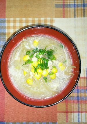 もやしの味噌汁～味噌コーンスープ～-レシピのメイン写真