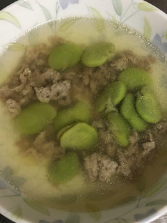 ソラマメと豚ひき肉のスープ-レシピのメイン写真