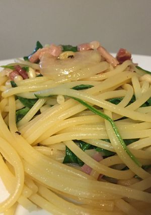 ルッコラ、松の実とベーコンのスパゲッティ-レシピのメイン写真