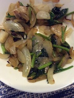 新玉ねぎとほうれん草の炒め物-レシピのメイン写真