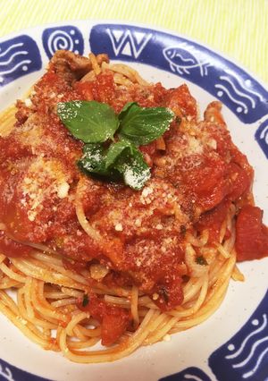 トマト缶で♡簡単トマトと豚肉のパスタ-レシピのメイン写真