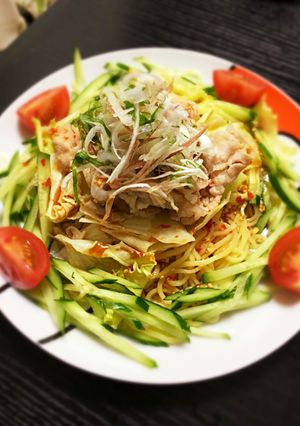 ピリ辛♡薬味たっぷり豚しゃぶ冷やし中華♡-レシピのメイン写真