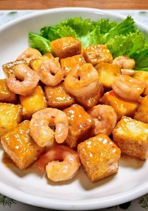 節約簡単夕飯主菜昼食えびと厚揚げのエビマヨ中華-レシピのメイン写真