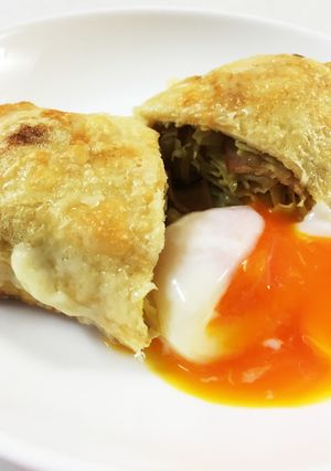 カレー味キャベツの油揚げの袋チーズ焼き♡-レシピのメイン写真