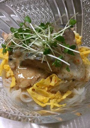 認知症予防:サバと卵のゴマダレそうめん-レシピのメイン写真