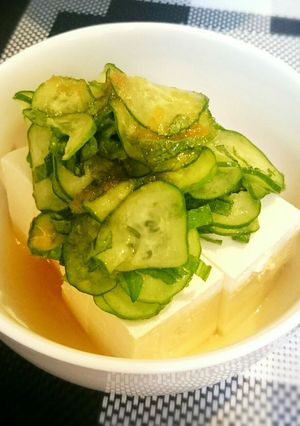 大葉が香る♪にんごまポン酢冷奴-レシピのメイン写真