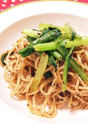 ゆかりでパパッと！和風小松菜パスタ-レシピのメイン写真