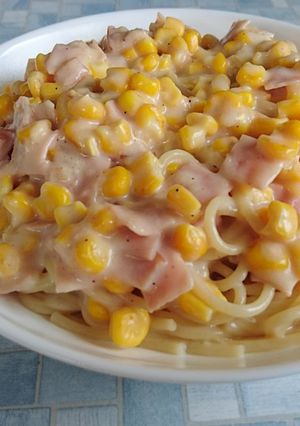 簡単コーンとハムのクリームスパゲッティ-レシピのメイン写真