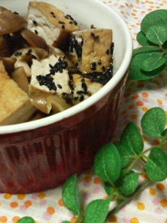 厚揚げとしいたけ(椎茸)の♡黒ゴマ♡煮物-レシピのメイン写真