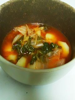 セロリの葉とじゃがいものキムチスープ-レシピのメイン写真