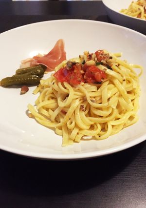 デュカとオイルサーディンのトマトパスタ夏-レシピのメイン写真