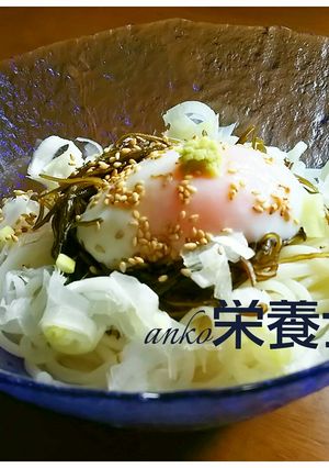 ★簡単絶品♪温泉卵のせ★がごめ昆布冷麺-レシピのメイン写真