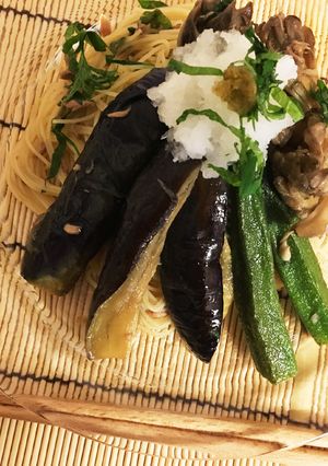 さっぱり！茄子と舞茸の和風冷製パスタ♪-レシピのメイン写真