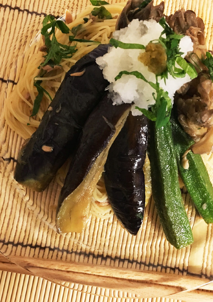 さっぱり！茄子と舞茸の和風冷製パスタ♪-レシピのメイン写真