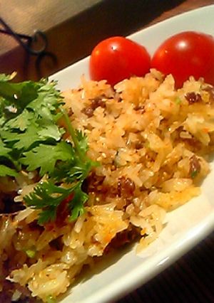 【創作】タイ風牛挽肉とパクチーの炒飯-レシピのメイン写真