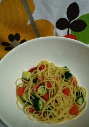 スイカで冷製パスタ-レシピのメイン写真