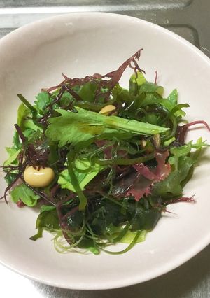 認知症予防・春菊と海藻と大豆のサラダ-レシピのメイン写真