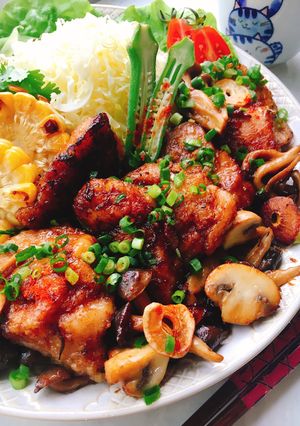 お砂糖味醂なし鶏肉キノコのガリバタチキン-レシピのメイン写真
