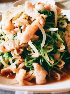 豆苗もやし鶏皮ポン酢和え♪-レシピのメイン写真