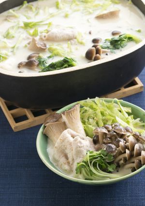 熱中症予防に♪冷やし豆乳ごまきのこ鍋-レシピのメイン写真