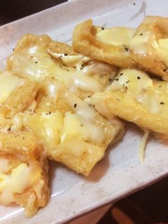 簡単!5分でおつまみ!油揚げのチーズ焼き-レシピのメイン写真