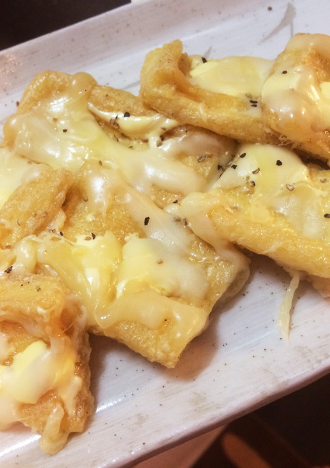 簡単！5分でおつまみ！油揚げのチーズ焼き-レシピのメイン写真