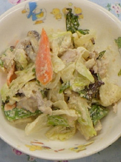 【保育園】茹で豚ときのこの味噌マヨ和え-レシピのメイン写真