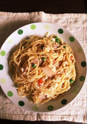 フライパンひとつで、お豆腐カルボナーラ-レシピのメイン写真
