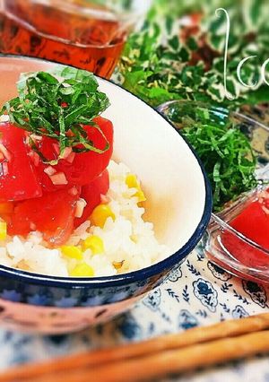 ご飯の友♪塩トマト生姜＆とうもろこしご飯-レシピのメイン写真