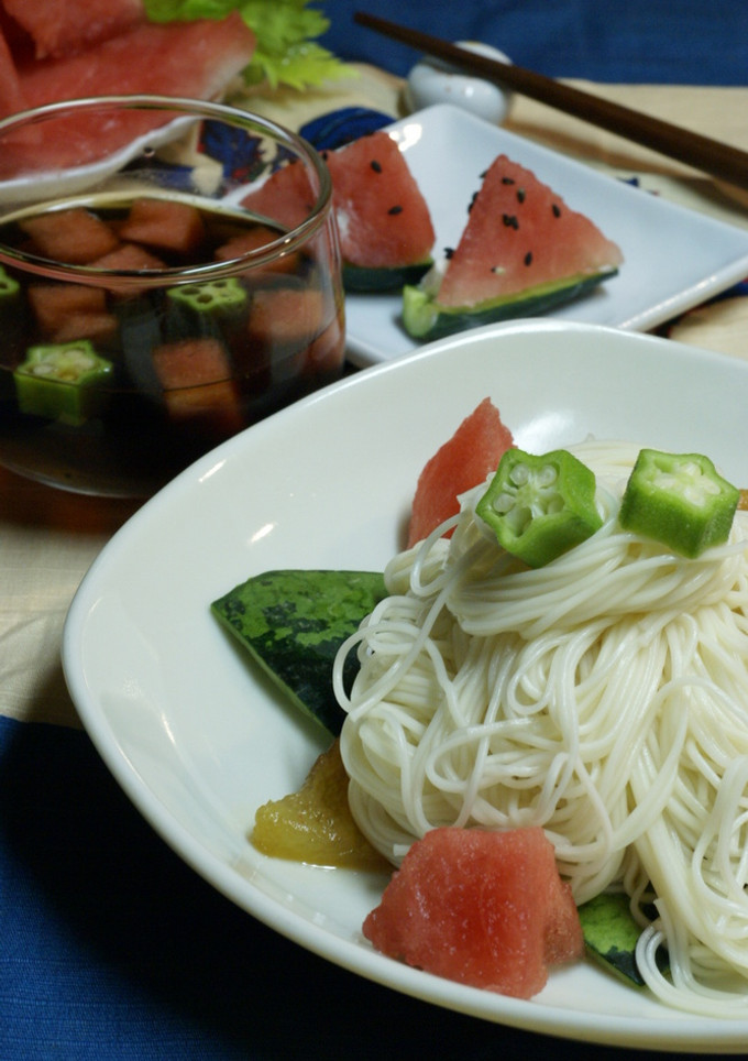 　夏のおもてなし　スイカとそうめん-レシピのメイン写真