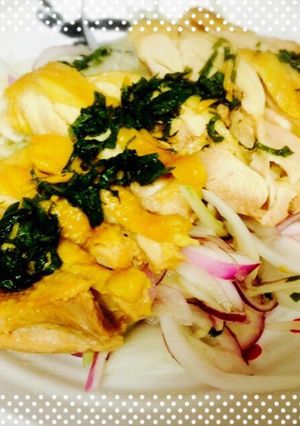 もも肉の蒸し鶏 自家製大葉にんにくタレ-レシピのメイン写真