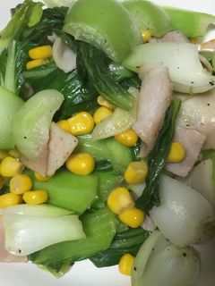 青梗菜とベーコン・コーンの塩炒め-レシピのメイン写真