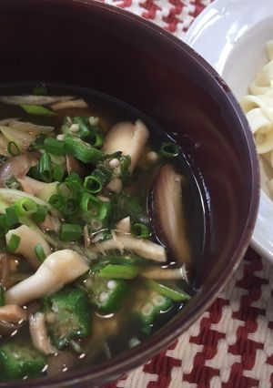 薬味たっぷり♪ツナきのこ汁つけうどん-レシピのメイン写真