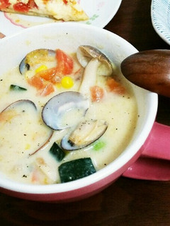 栄養たっぷり!あさりトマトミルクスープ-レシピのメイン写真