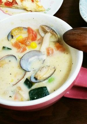 栄養たっぷり！あさりトマトミルクスープ-レシピのメイン写真