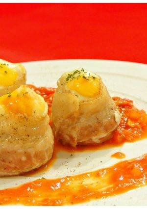 豚バラ肉とズッキーニのうずら落し♪-レシピのメイン写真