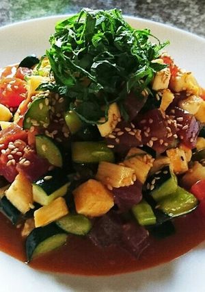 マグロとキュウリと長芋のビビンバ合え❗-レシピのメイン写真