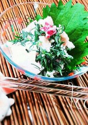 「おかひじき」長芋梅マヨ和え&かき揚げ-レシピのメイン写真